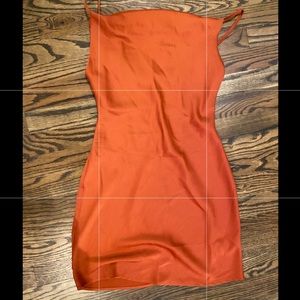 UO Mallory Cowl Neck Slip Dress Burnt Orange